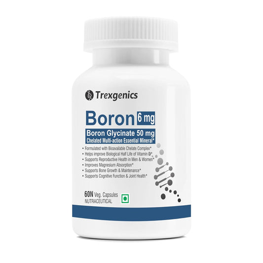 Trexgenics Boron 6 mg from Boron Glycinate 50 mg Multi-action Mineral, Bone, Cognitive Function & Joint Health (60 Veg Capsules)