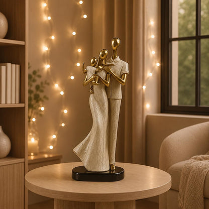 Xtore Stylish Loving Couple Resin Romantic Figurine Statue for Home Decor (Pack of 1, Golden Brown)