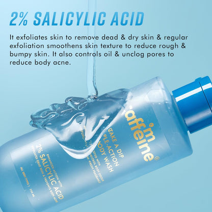 mCaffeine 2% Salicylic acid , 3-in-1 Perfume Body Wash - Odour Control, & Long Lasting Aqua Fresh Fragrance | Exfoliates & Smoothens Skin | Prevents Body Acne | Mandelic Acid | For Men & Women (250 ml)