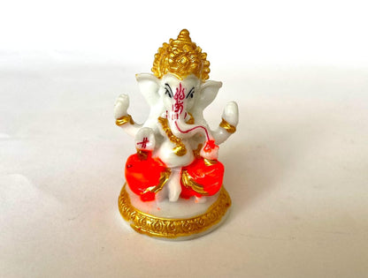 Ganesha Idol Sitting Position for Home Decor Polyresin Material, Suitable for car Dashboard, Home, Table/Showpiece for Living Room 12x5x7 cm (Sindhuri)