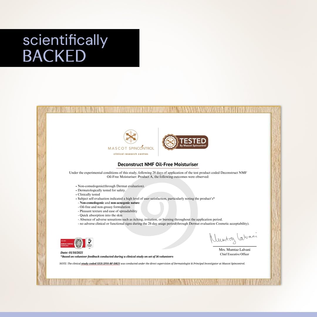 Certified product document with 'scientifically backed' text on a white background