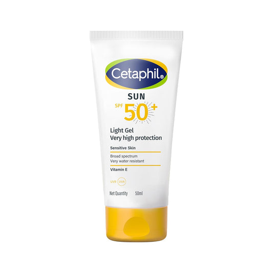Cetaphil sunscreen light gel tube on a white background