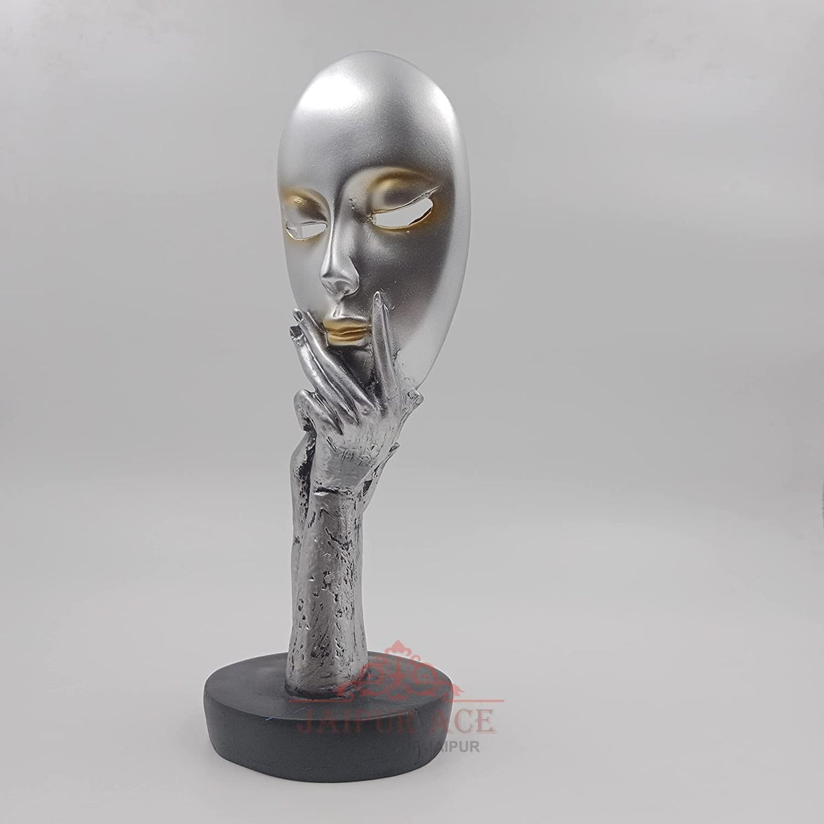 Lady Face Statue Sculptures Showpieces Creative Abstract Design Art Figurine For Home Living Room Decorative Display (Silver Face Lady, 50 Mm, 50 Mm)