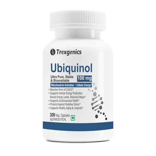 Trexgenics UBIQUINOL 100 mg, Ultra Pure, Stable, Bioavailable, Mitochondrial Function, Cellular Energy, Longevity, Antioxidant (30 Veg Capsules)