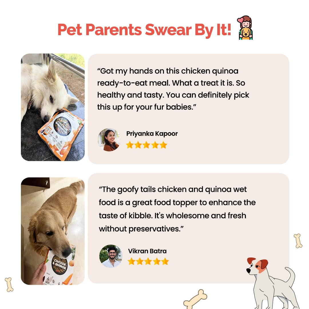 Goofy Tails Chicken & Quinoa Wet Dog Food 100g Wholesome, Human Grade, Preservative & Gluten Free, Taste Booster & Food Topper