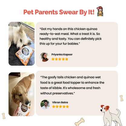 Goofy Tails Chicken & Quinoa Wet Dog Food 100g Wholesome, Human Grade, Preservative & Gluten Free, Taste Booster & Food Topper