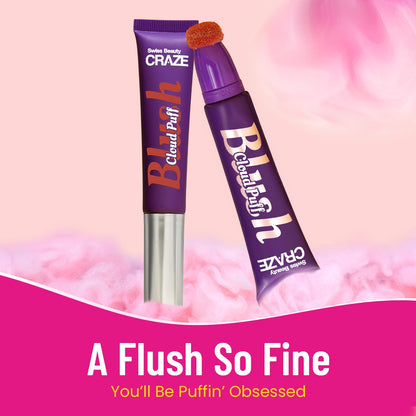 Swiss Beauty CRAZE Cloud Puff Blush | Velvety-Smooth |Ultra-Blendable | Easy To Layer |Enriched With Pomegranate Extract |Shade- 1 - Pink Sky, 12ml