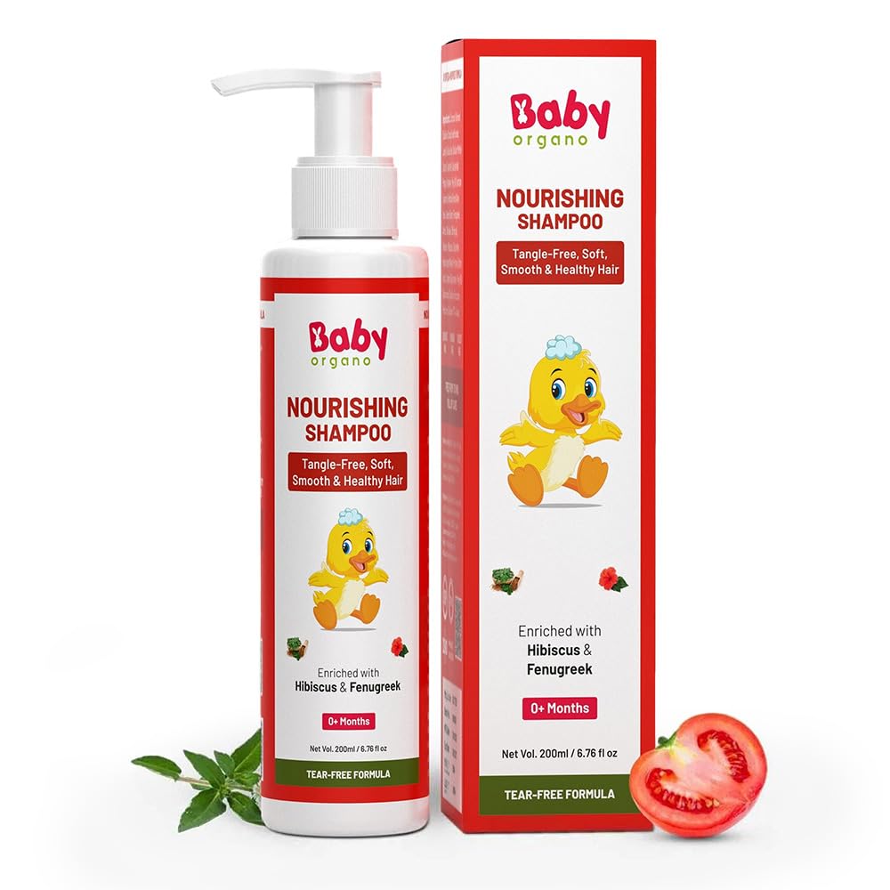 BabyOrgano Baby Shampoo for Kids 0+ years | Hair Growth & Nourishment | Methi Amla Shikakai Aloe Vera & Tomato | Tear Free | Sulphate Paraben & Soap Free | FDCA Approved | 200ml (Pack of 1)