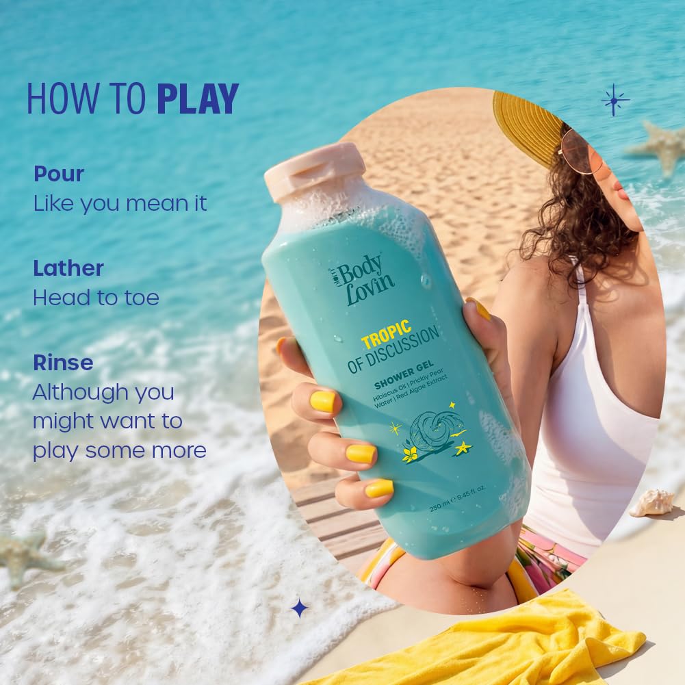 Plum BodyLovin’ Tropic Of Discussion Shower Gel | Firming & Tightening Body Wash | Hibiscus Oil, Prickly Pear Water & Red Algae Extract | Fresh Tropical Fragrance | 250 ml