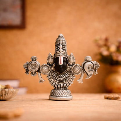 999 Silver Plated Tirupati Balaji Idol Face, Venkateshwara Swamy Idol for Car Dashboard, House Warming Gifts, Home Pooja Temple, Home Decor Items, Wedding Birthday