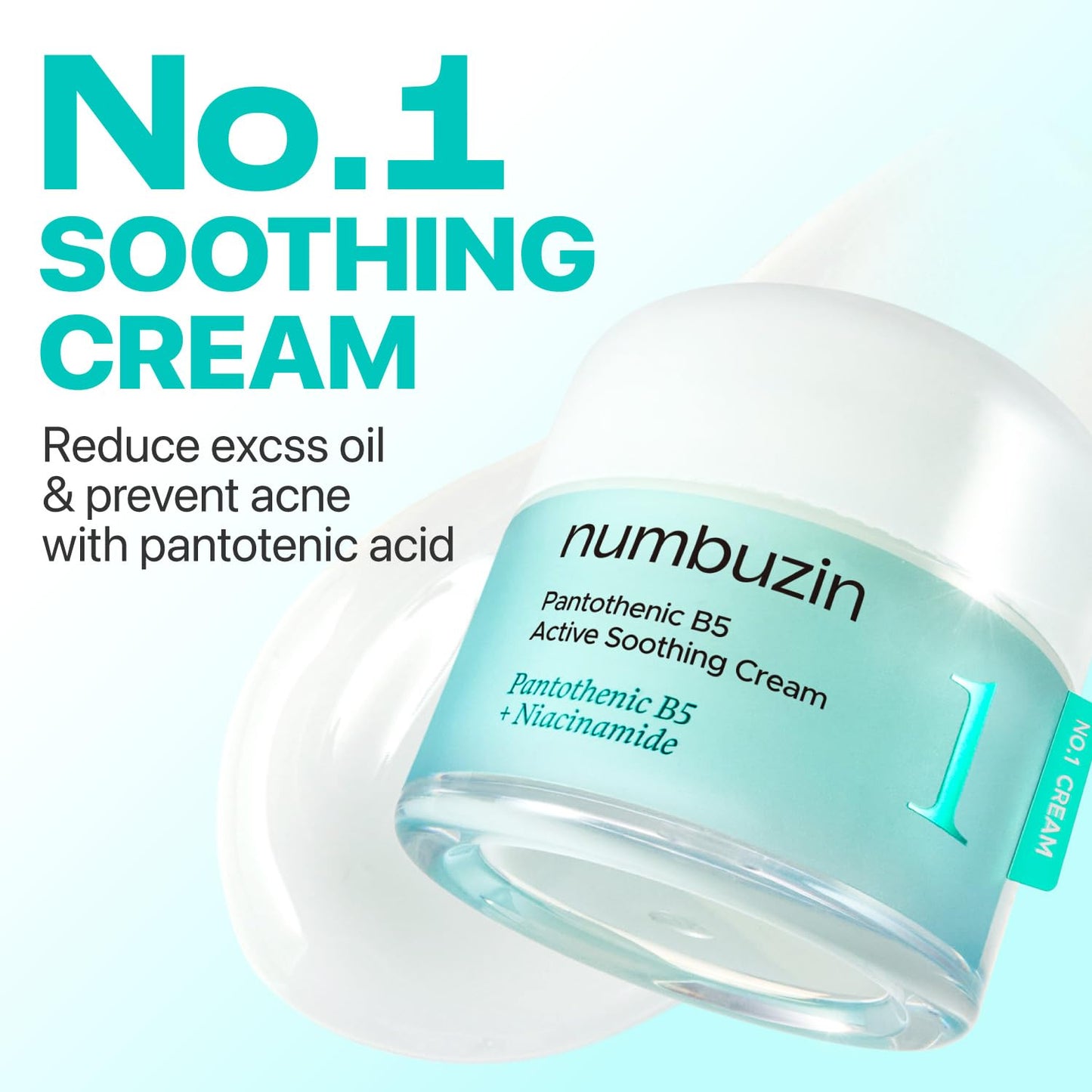 numbuzin No.1 Pantothenic B5 Active Soothing Cream | Remove sebum and skin troubles, Pantothenic acid, Korean Skincare Gift for Women | 80 gm