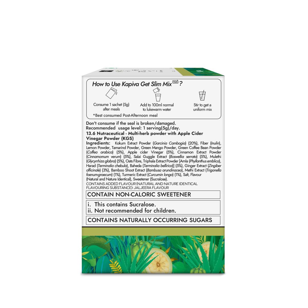 Kapiva Get Slim Mix | Blend of 10 Weight-Care Ingredients | Long-term Weight Care | No preservatives | 15 sachets, Pack of 2