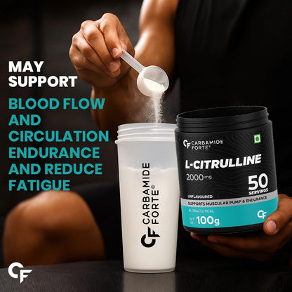 Carbamide Forte L Citrulline Powder 2000mg | pre workout Supplement for men & Women | L Citrulline Malate Powder | 2000mg 50 Unflavored Servings