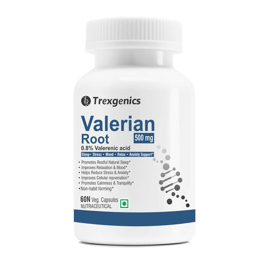 Trexgenics Valerian Root supplement bottle on a white background