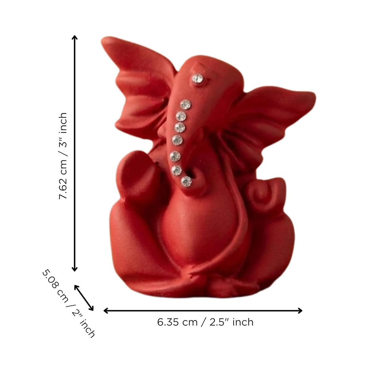 eCraftIndia Red Ganesha Statue | Lord Ganesha Idol for Home Decor Car Dashboard | Ganesh Ganpati Murti Gift for Diwali Housewarming Birthday