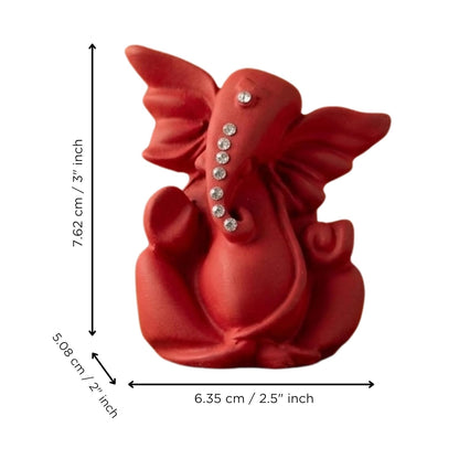 eCraftIndia Red Ganesha Statue | Lord Ganesha Idol for Home Decor Car Dashboard | Ganesh Ganpati Murti Gift for Diwali Housewarming Birthday