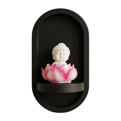 eCraftIndia White Lord Buddha Idol in Pink Lotus Base | Baby Buddha Statue for Car Dashboard Office Home Decor | Gift for Diwali Housewarming Birthday