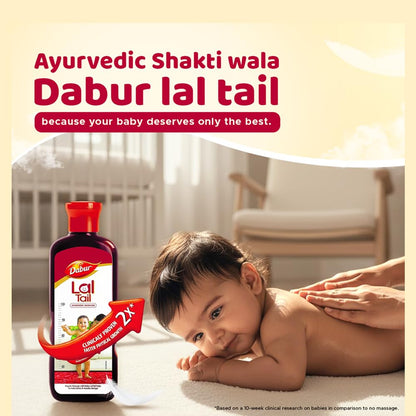 Dabur Lal Tail : Ayurvedic Baby Massage Oil 500Ml|Clinically Tested 2X Faster Physical Growth For Stronger Bones And Muscles