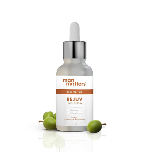 Man Matters Rejuv Face Serum | Radiant Skin, Fights Acne, Acne Scars, Aging & Dark Spots | 10% Niacinamide & 2% Kakadu Plum (The purest form of Vitamin C) | Co-created by Dermatologists | 30 ml