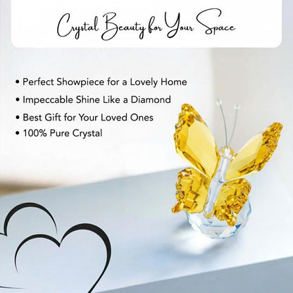 Nostrae Crystal Butterfly Show Pieces for Home Decor Living Room Decorative Items | Glass Showpieces Gift Items for Decoration | Center Table Tv Showcase Office Desk Interior Figurines