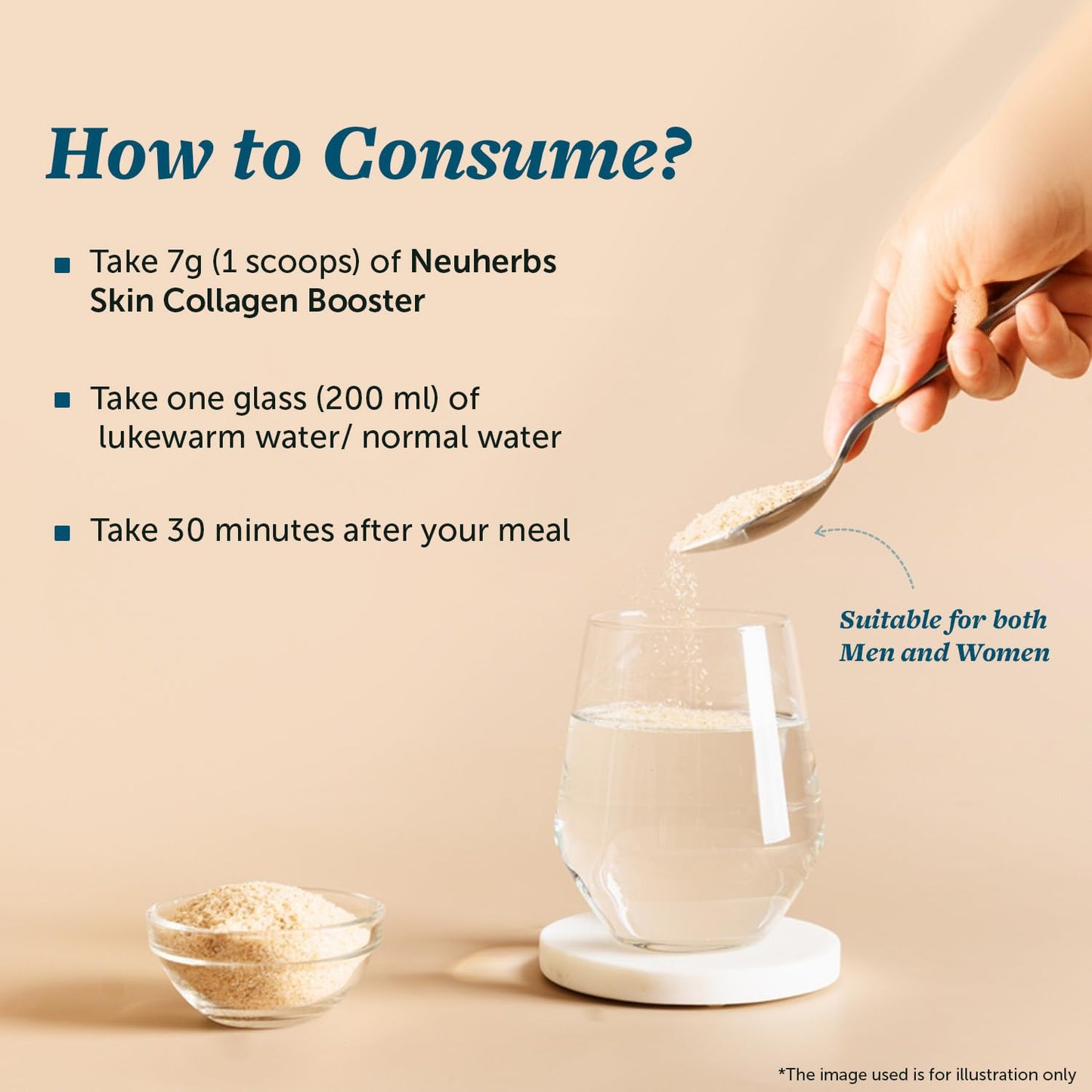 Neuherbs Collagen Supplement Powder | Plant Based Skin Collagen Booster Peptides for Men & Women | With Hyaluronic Acid, Vitamin C & E for Glowing & Youthful Skin | Mixed Fruit Flavour, 105g