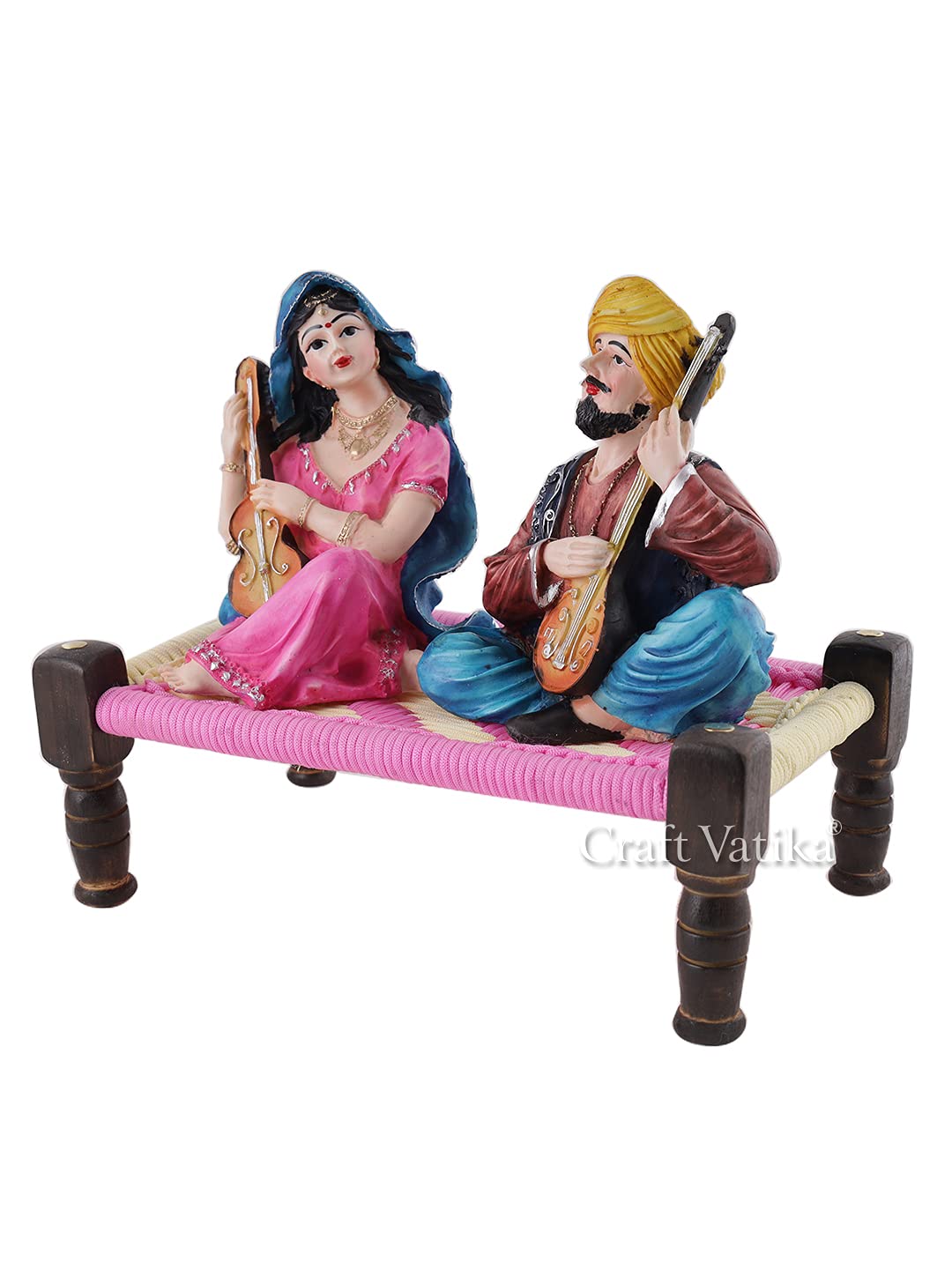 Resin Couple Idol, 11 x 9.5 x 6.5 Inches, Multicolour, Idol