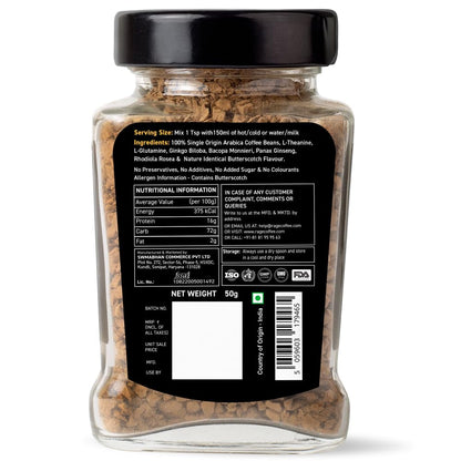 Rage Coffee Butterscotch Delight Flavour - Premium Arabica Instant Coffee (Make Delicious Hot/Cold Coffee) | (Butterscotch Delight, 50g)