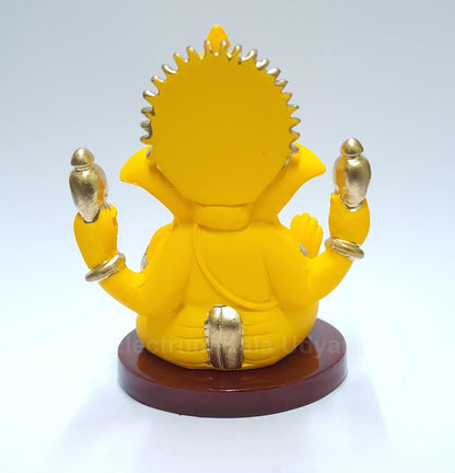 Handcrafted Poly Resin Ganesha Statue with Base - Perfect for Car Dashboard, Office Desk, Shelves, and Home Decor - Ideal Housewarming Gift! (4HANDMANGOTERRACOTTAMDF)
