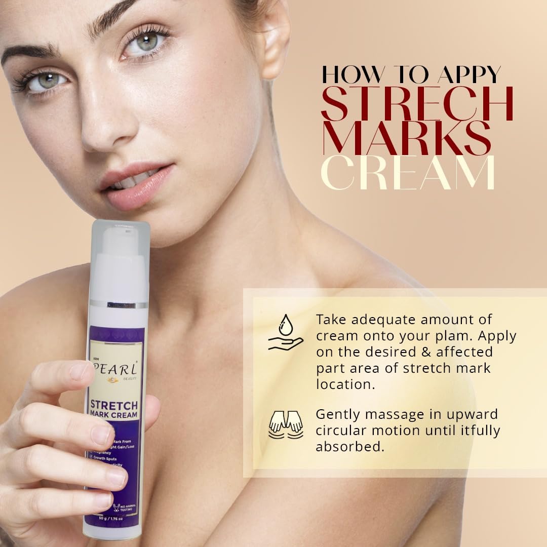 ARM Pearl Beauty Stretch Marks Removal Cream - 50 grms Reduces Stretch Marks & Scars, Hydrates & Enhances Skin Elasticity with Vanistryl, Phyto Bioactives & Glycolift – For Pregnancy, Postpartum, Weight Loss & Muscle Growth