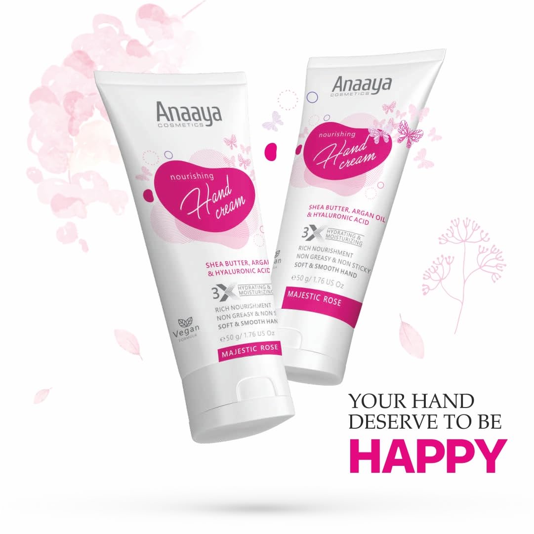 Anaaya Nourishing Hand Cream | Majestic Rose | Shea Butter & Cocoa Butter with Argan Oil & Hyaluronic | Soft & Moisturizing | Vegan & Paraben Free (50g)