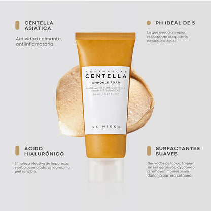 SKIN1004 Madagascar Centella Ampoule Foam Cleanser | Gentle Hydrating Face Wash, 20 ml
