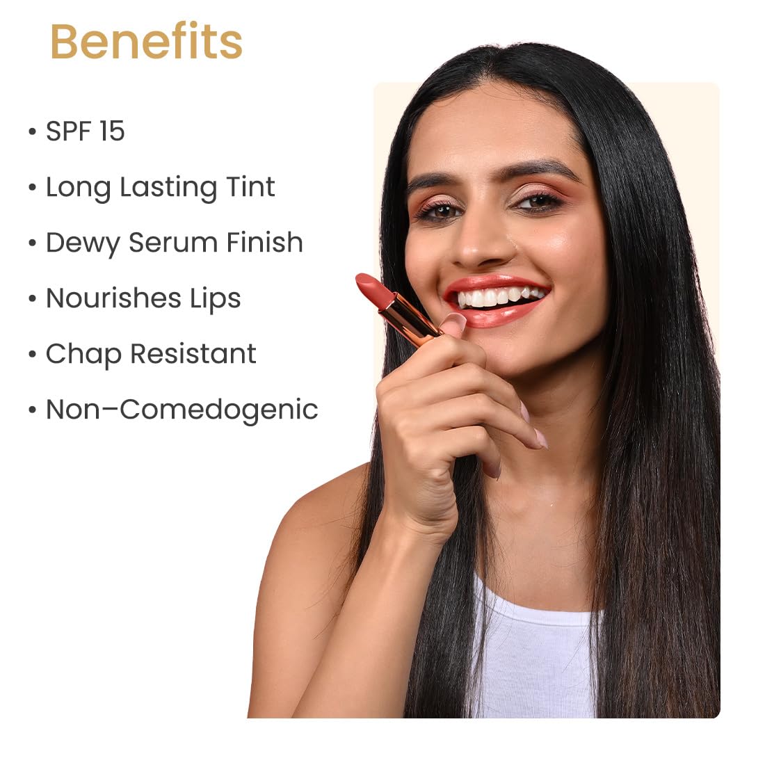 Earth Rhythm Serum Lipstick With Spf 15 - Chulbuli (02) | Dewy Finish, Chap Resistant, Nourishes Lips, Non Comedogenic | Infused With Apricot Oil, Rose Oil, Shea Butter, Cream - 3.8 Gm