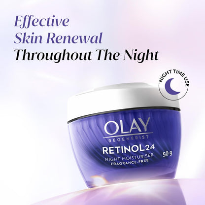 Olay Regenerist Retinol 24 Night Cream l Renews and Resurfaces Skin Overnight l No Redness or Irritation | Fragrance Free l Normal, Oily, Dry and Combination Skin l 50g