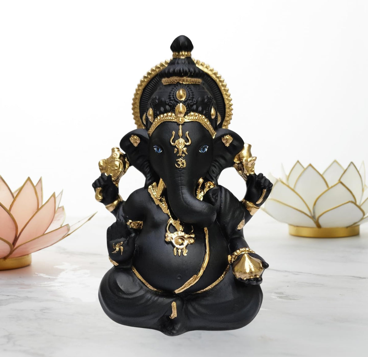 Black Terracotta Vinayagar Ganesha Idol Perfect for Car Dashboard, Office Desk, Home Decor, and Gifting | (BLACKTERRAVINAYGARA 4")