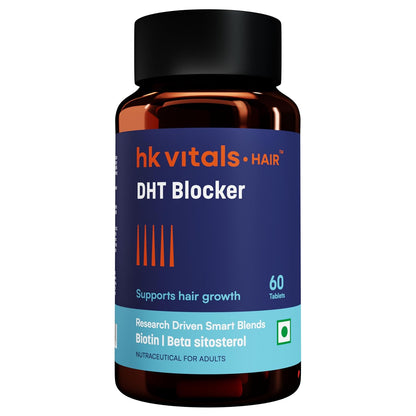 HealthKart hk vitals DHT Blocker with Biotin (60 Tablets) | Stinging Nettle and Soya Protein | Helps Reduce Hair Fall, Stimulates Hair Growth