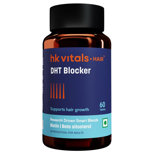 HealthKart hk vitals DHT Blocker with Biotin (60 Tablets) | Stinging Nettle and Soya Protein | Helps Reduce Hair Fall, Stimulates Hair Growth