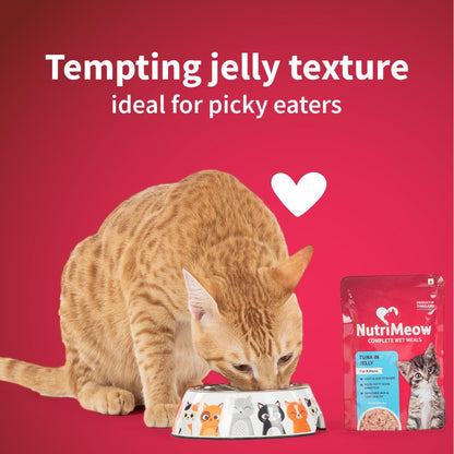 NutriMeow Tuna in Jelly Kitten Wet Food - 80gm | High Protein, Nutritious & Tasty Cat Pouch | Complete Balanced Food | Supports Growth & Development for All Kitten Breeds