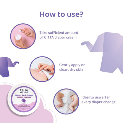 CITTA | Diaper Rash Cream | Treat & Heal Rashes and Inflammation| Diaper Rash Cream with Zinc Oxide & Chamomile| | 5X moisture-rich| | 50g | Baby products | Diaper cream for babies |