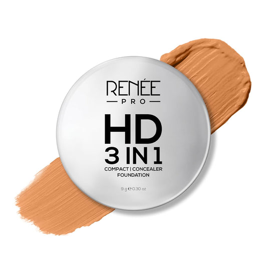 Renée Pro HD 3-in-1 compact foundation with a swatch on a white background