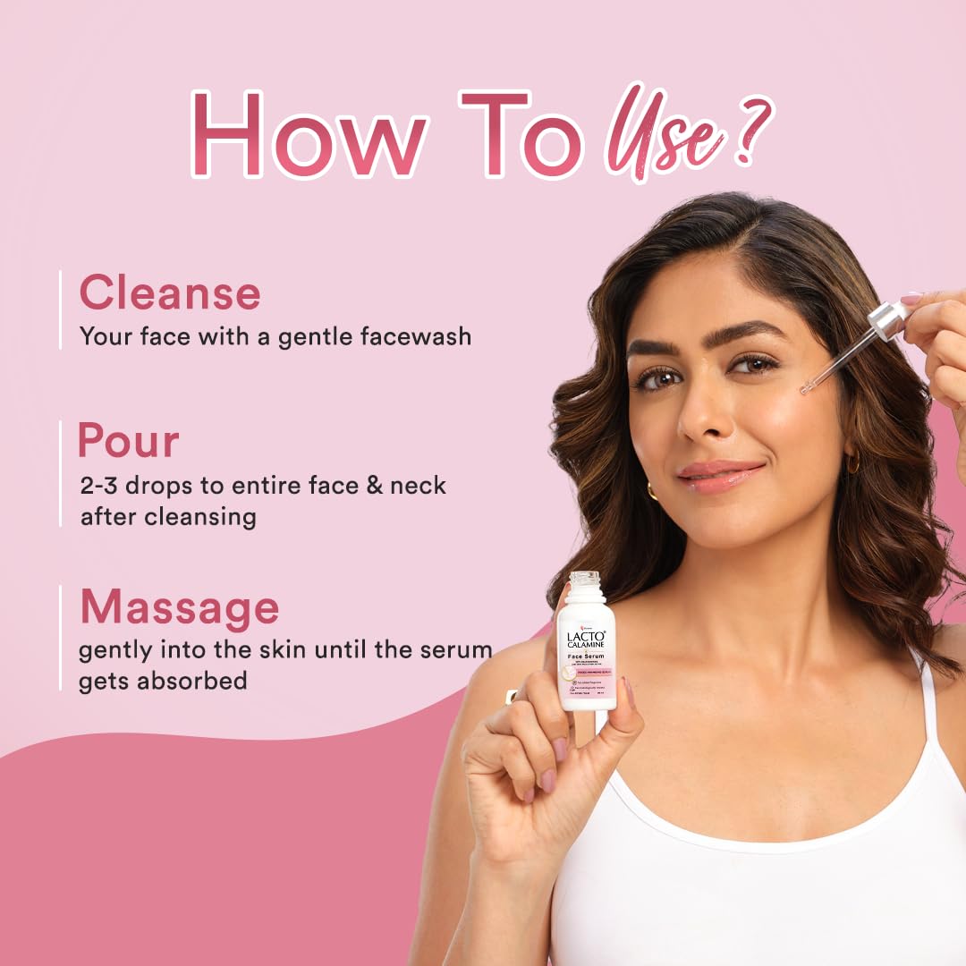 Lacto Calamine 10% Niacinamide Face Serum | 30ml | Pore Minimizing, Acne Marks, Blemishes & Oil Balancing | Face Serum for Women & Men | Reduces Pigmentation | Dermatologically Tested & Fragrance Free