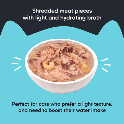 Meowsi by HUFT Tuna & Shrimp in Broth Cat Food - 80 gm | Tender & Juicy Seafood Meal for Persian & All Breeds | Rich in Protein & Omega Fatty Acids | All Breeds