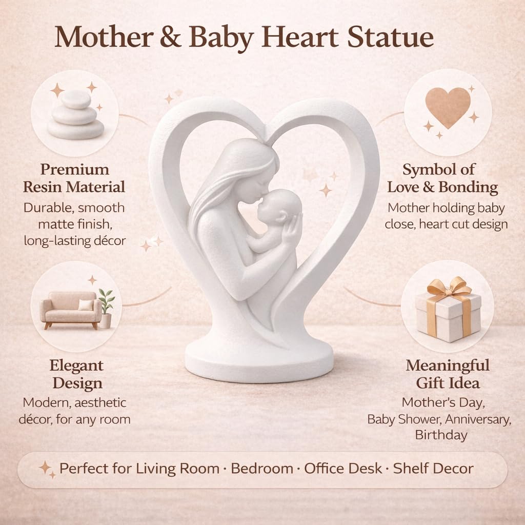 Mother Baby Statue Showpiece Gift, Resin Mother Baby Figurine, motherr Child Statue, Home Decor Items, House Warming Gifts Mother's Day, Baby Shower Gifts for Mom to be