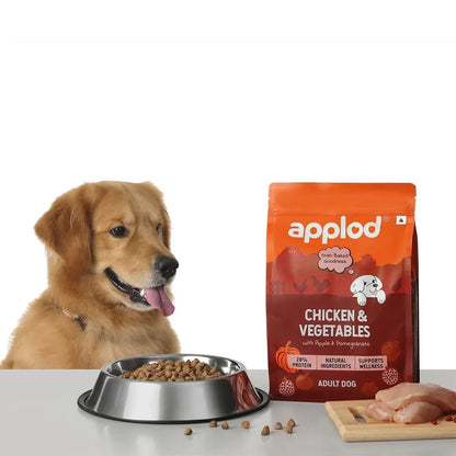 Applod Chicken & Vegetables with Apple & Pomegranate Adult Dry Dog Food | Oven-Baked Complete Nutrition for Skin & Coat Health | Vet-Reviewed Formula | 150g