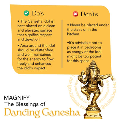 100% Pure Brass Ganesha Idol (Size: 10.5 cm) | Pital Ganesh Murti for Pooja Room, Home Decor, Office Desk and Car Dashboard | Vinayagar Statue for Diwali Puja