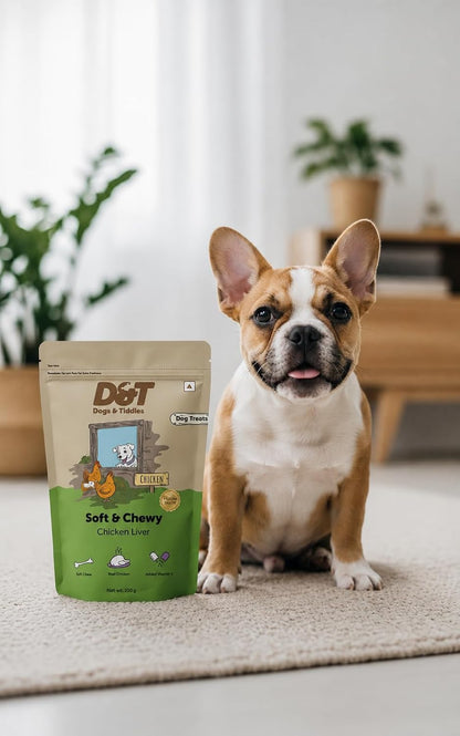 Dogs & Tiddles Chicken Liver Dog Treats, 100g | For Puppies & Adult Dogs, Soft & Chewy High-Protein, Supports Digestion & Muscle Health, Tasty Training Treats