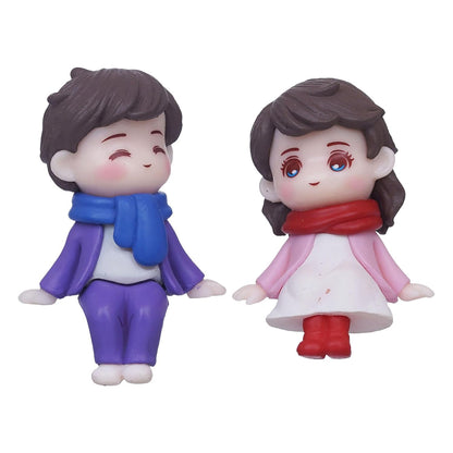 eCraftIndia Valentine Gift for Girlfriend Boyfriend| Plastic Cute Boy Girl Sitting Couple Statue Decorative Showpiece | Valentine Day Gift for Husband Wife Her Him | Valentine Day Decoration Items