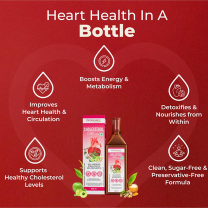 NUTRELA Patanjali Cholesterol Care Liquid | Heart Health Supplement with Amla, L-Carnitine & Garlic | Plant-Based & Vegetarian | 500 Ml