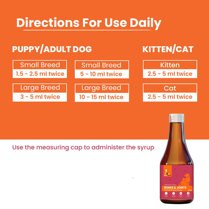 LICKICIOUS Bone & Joint Syrup for Dogs & Cats 200ml | Calcium, Minerals, Amino Acids & Vitamins for Stronger Bones, Cartilage & Muscles, Improved Mobility | Chicken Flavour Supplement/Tonic for Pets