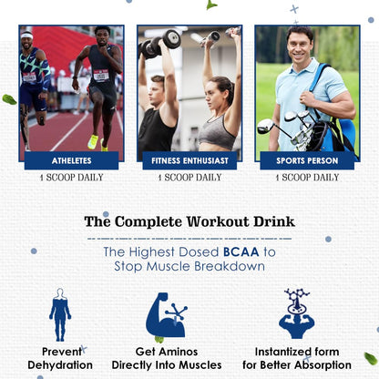 Naturyz Instantized BCAA Supplement with 7000 BCAA, Glutamine, Citrulline, Beta Alanine etc for Energy & Endurance - Pre, Post & Intra Workout Muscle Recovery (Blueberry Mojito) - 450Gms, Powder