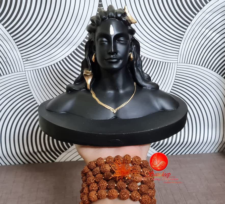 Adiyogi Shiva Murti | Lord Shiva Figurine | Polyresin Mahadev Idol Shankara Pooja & Gift Showpiece Items for Home Decor, Temple Puja Mandir Decoration (Black)